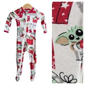 Star Wars Slumber Munki Munki Baby Yoda Christmas Bamboo Footie Pajamas 6-9m